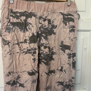 Pink and Gray Abstract Print Pants